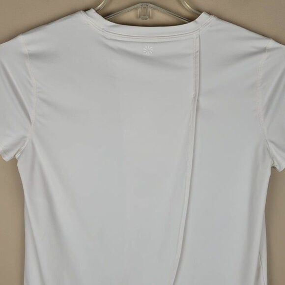 Athleta Size XXS Sunlover UPF Tulip Back Tee Stretch Shorts Sleeve White - Picture 6 of 12